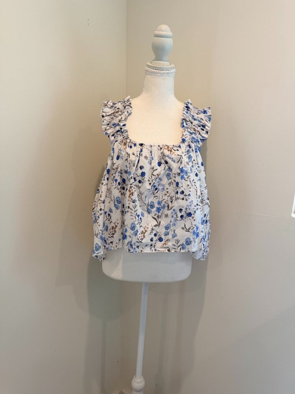 Jacquie the Label Cottagecore Boho Floral Babydoll Crop Tank Size L